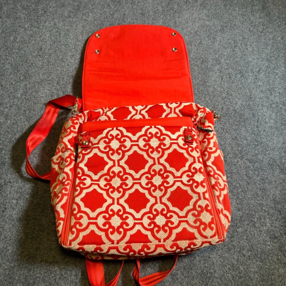 Petunia Pickle Bottom Boxy Backpack Diaper Bag Womens Red Geometric